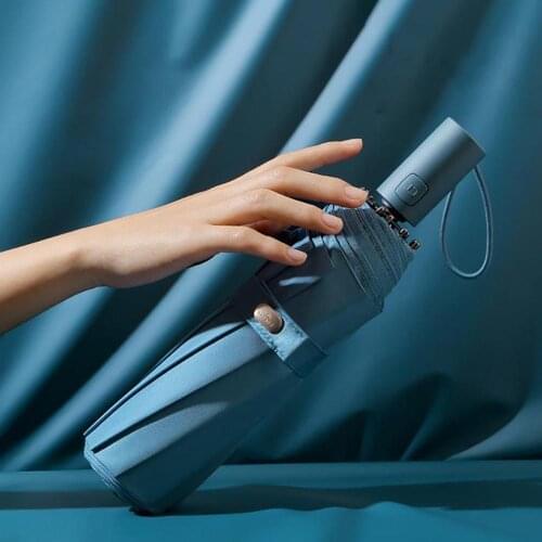 New Automatic Rain Umbrella Women Windproof 8 Ribs Simple Colors Sun Umbrella Men Business Golf Umbrellas Anti UV Parasol UPF50