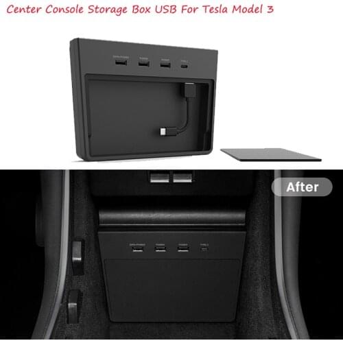 Car SSD Disk Sticks Storage Center Console Accessorie Wireless Charging Pad Type-C Connector For Tesla Model 3 USB Hub 5 Ports