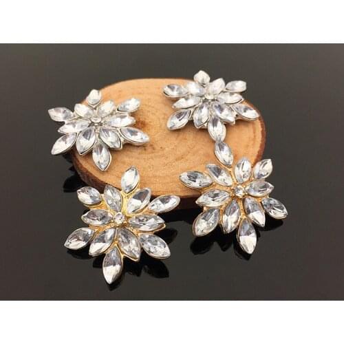 Shiny gorgeous crystal metal rhinestone button flower for garment coat decoration
