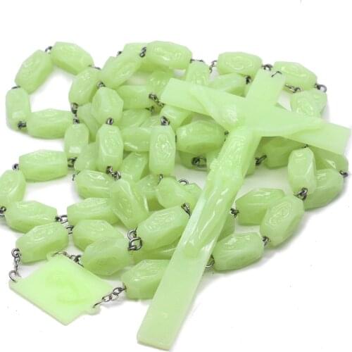 Large Luminous Beads Icon Square Beads Rosary Religious Cross Christian Church Home Decoration Prayer Beads