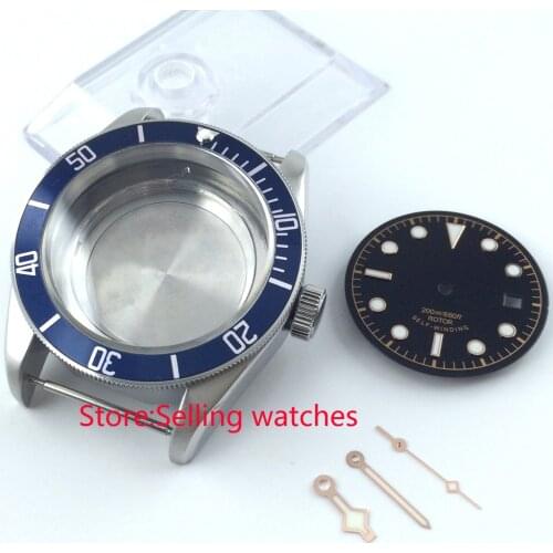 41mm blue ceramic insert sapphire glass Watch Case fit ETA 2836 mingzhu 2813 miyota 82 series MOVEMENT
