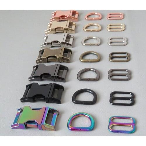20Sets 15mm 20mm 25mm Webbing Metal Hardware D Ring Slider Belt Loop Release Buckle Clip Hook Clasp Outdoor Harness Accessory