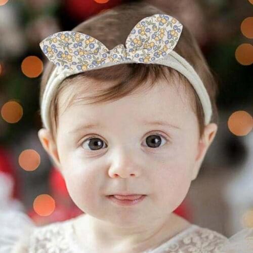 Baby Hair Band Floral Print Headdress Vintage Baby Ears Knot Headbands for Photography Baby Hairbands Infant Hair Accessories