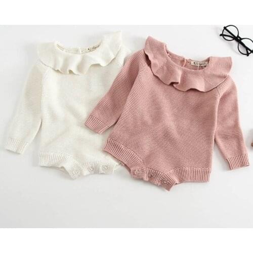 Baby Girl Romper Autumn New Born Baby Knitted Romper Ruffle Long Sleeve Newborn Baby Clothes Infant Baby Jumpsuits Girl overall