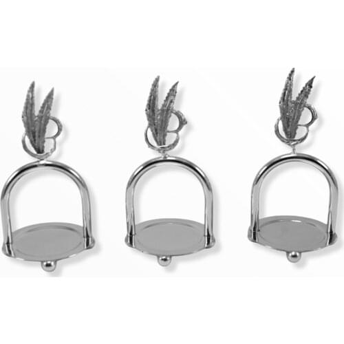 Tulip Home Accessories - 3 Pieces Sugar Bowl - Silver