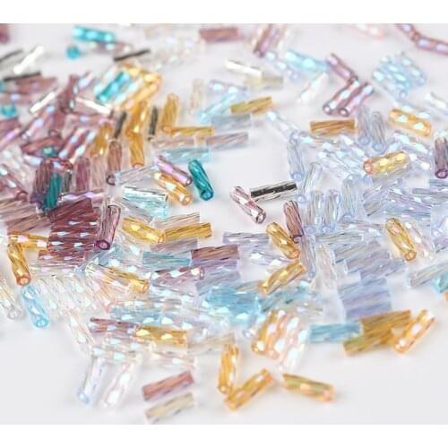DoreenBeads Japan Import Glass Seed Beads Twisted Bugle Multicolor DIY Making Bracelets Necklace Jewelry Gifts Findings,10Grams