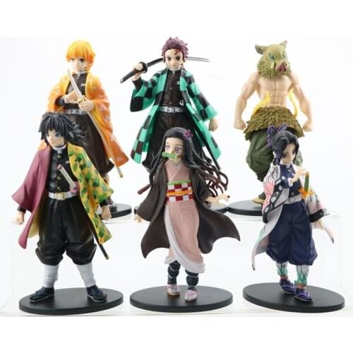 6pcs/set Demon Slayer Kimetsu no Yaiba Nezuko Kyoujurou Tanjirou Inosuke Shinobu Zenitsu Action Figure Anime Figurine Toys