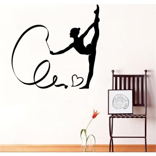 Interesting Gymnast Silhouette Vinyl Car Art Sticker Decor Mural DIY Knife And Fork Removable Wall Decal Family Home Sticker