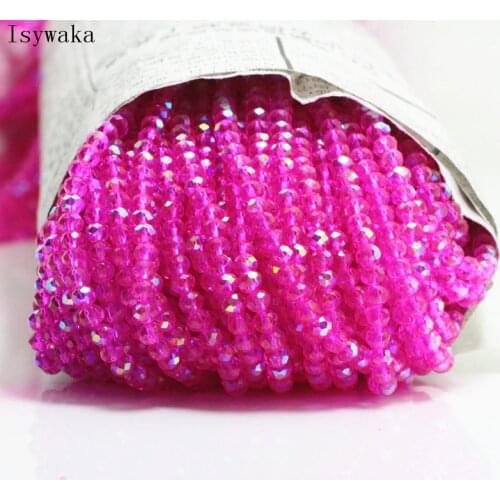 Isywaka RoseHalf AB Color 3*4mm 145pcs Rondelle Austria faceted Crystal Glass Beads Loose Spacer Round Beads Jewelry Making