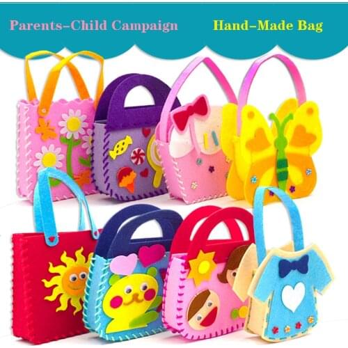 DIY Colorful Non-woven Handmade Cloth Bag Kindergarten Children Sewing Projects Fabric Kit Early Education Kids Toy As Gift
