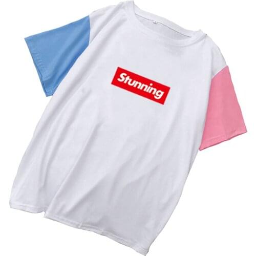 Harajuku Summer T Shirts Women New Arrival Fashion Tumblr Mutlicolor Patchwork STUNNING Print Cotton Tee Shirt Femme Casual Tops