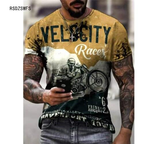 Summer Men T-Shirt 3D Printing Motorcycle Personality Street Casual Breathable Summer Style Plus Size O-Neck T-Shirt Best-Sell