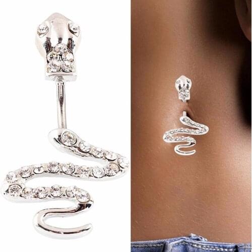 LNRRABC Rhinestones Body Jewelry Drop Tassel Navel Piercings Navel & Bell Button Rings Snake Shape Women Bikini Bijoux Bar