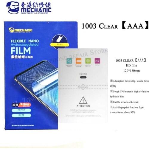 MECHANIC AAA HD Hydraulic Films For Mobile Phone Screen Protector sheets For S760 S730 cutting machine for Iphone with cut code