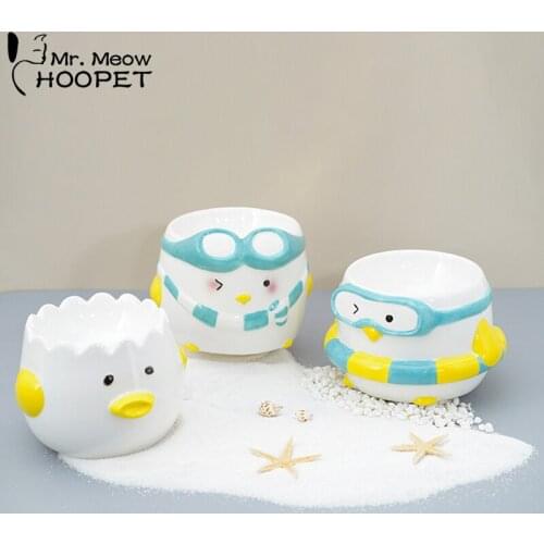 Hoopet Cute Pet Feeder Bowl Cartoon Shape High-foot Single Mouth Skidproof Ceramic Cat Bowls Cat Food Bowl Pet Products