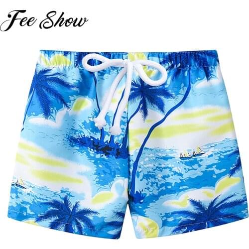 Cute Kids Girls and Boys Cotton Summer Beach Shorts Swimming Briefs Swimwear Cartoon Print Shorts for Sport Exercise Beach Wear