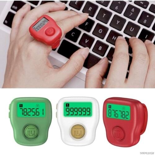 Mini Digital LCD Electronic Finger Ring Hand Tally Counter Prayer Rechargeable Counters Clicker Green/Red/White ju23 wholesales