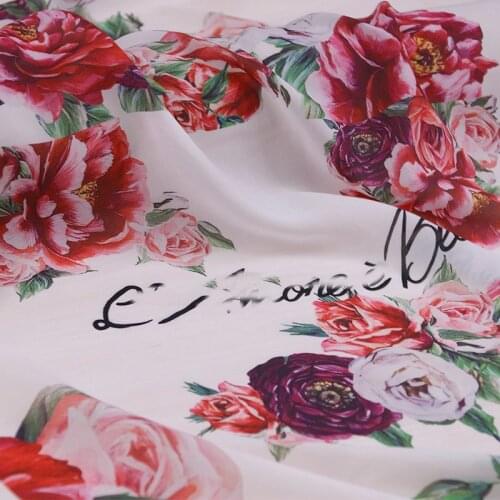 300x145cm Big flower letter printed soft chiffon fabric for dress DIY long beach dress chiffon clothing Material sewing tissue