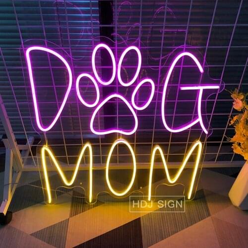 Custom LED Neon Sign Dog Mom Wall Decor For Bar Restaurant Pet Shop Bedroom Neon Light Personality Letter Decoration