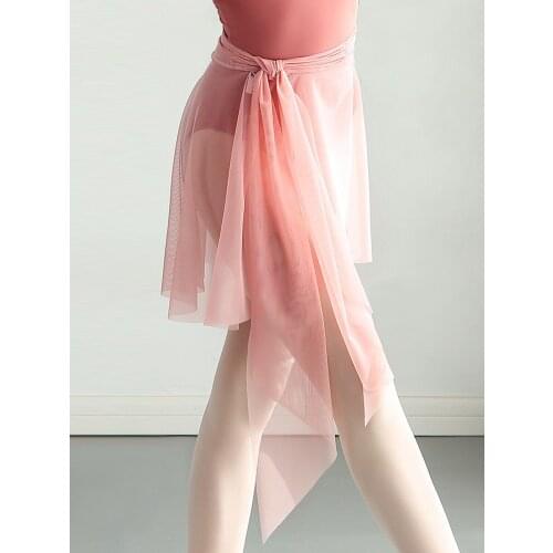 2021 New Ballet Skirts Tie Elastic Mesh Dance Skirt Adult Pink Skirt Tutu Summer Tulle Skirt Dance Wear Chiffon Skirt For Girls