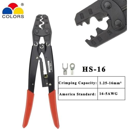 HS-16 Crimping Pliers Cable Lug Crimper Tool Bare Terminal Wire Plier Cutter 1.25-16 Square Millimeter Cutters Cutting Hand Tool