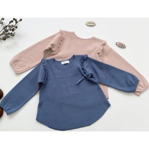 Baby Girls Solid Pullover Tops Kids Knitting Sweaters Autumn Winter Baby Girls Pullover Sweater Children Clothing