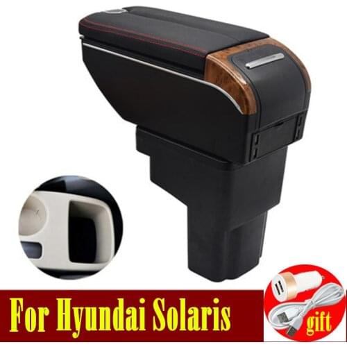 For Hyundai Solaris/Verna/Grand Avega armrest box Double doors open 7USB Centre Console Storage Box Arm Rest