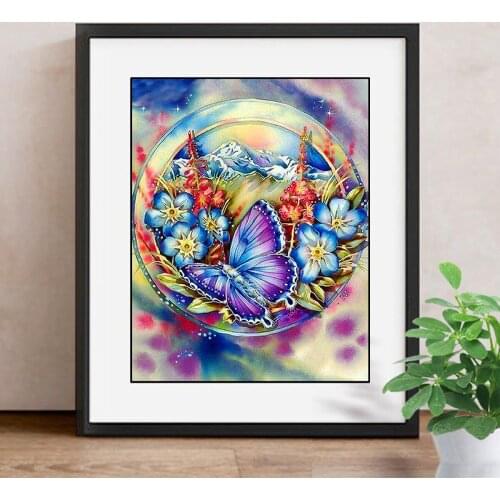 Full Square Diamond Embroidery Full Display Animal 5D Diamond Painting Cross Stitch Butterfly And Flower Decor Home Gift