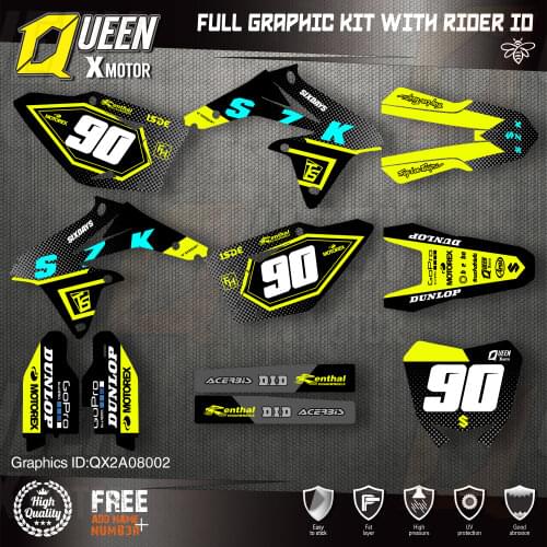 Queen X MOTOR Custom Team Graphics Decals Stickers Kit For SUZUKI Decal 2008-2017 RMZ450 002