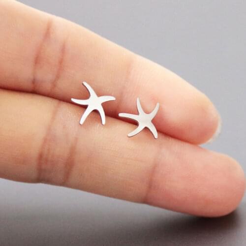 1Pair Tiny Star Fish Earring Stainless Steel Earrings Studs Fashion Nautical Starfish Ear Jewelry Gift For Women Girls Kids