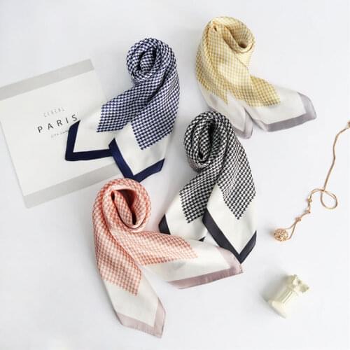 Classic Retro Square Silk Scarf Women Plaid 70cm Shawl Wrap Luxury Brand Neck Scarfs For Ladies Fashion Hand Kerchief
