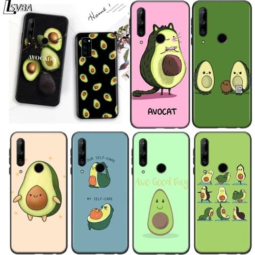 Silicone Cover Cute Cartoon Avocado Food For Huawei Honor 7C 7A 7S 8 8A 8X 8C 8S 2019 2020 9 lite 9X Pro Black Phone Case