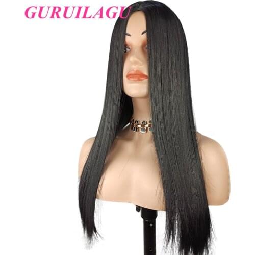GURUILAGU Synthetic Wig High Temperature Fiber Wigs for Black Women Straight Long Wig for Women Synthetic hair Black Wig