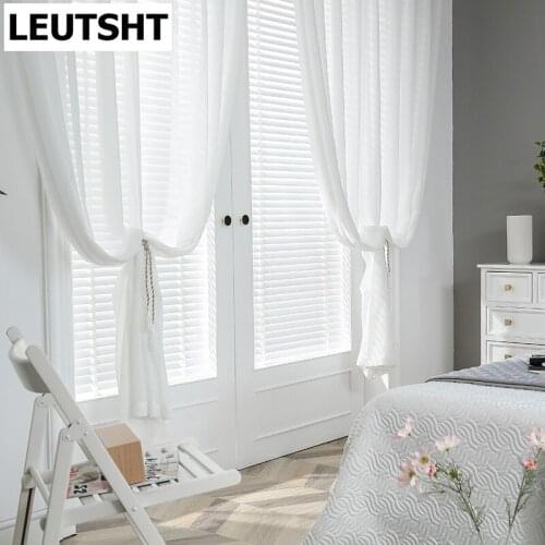 Modern Chiffon Solid White Tulle Curtains For Bedroom Living Room Window Panel Transparent Sheer Curtain Drape Well