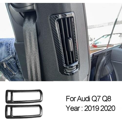 Car Styling Center Pillar Air Vent Outlet Trim Cover Sticker Frame For Audi Q7 Q8 2019-2020 Stainless Steel Interior Accessories