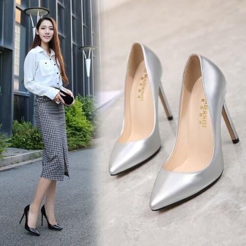 2020 New Fashion high heels women pumps thin heel classic white red nede beige sexy prom wedding shoes Blue Red wine