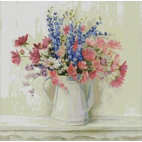 Elegant Vase, FlowersPainting Needlework Cross stitch for Embroidery kits,14CT unprinted Patterns Cross-Stitching,DIY Handmade
