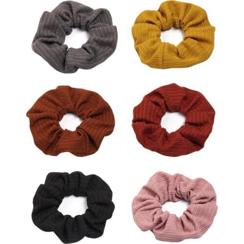 Furling Girl 1 PC Fishion Women Solid Color Knitting Hair Band Ponytail holder Elastic Casual StripeHeadband Hair Accessories