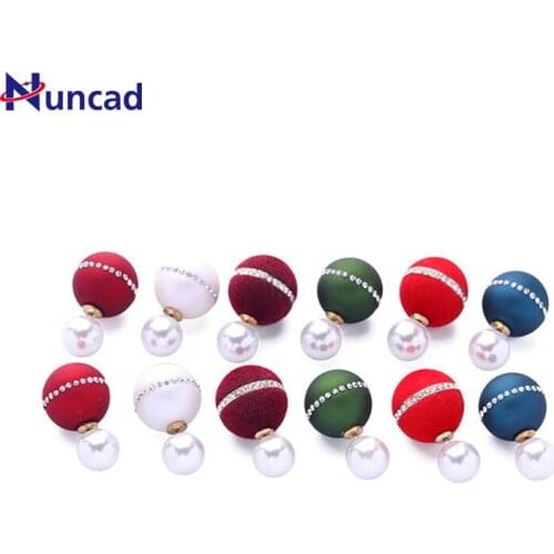 Fashion EuropeStyle Alloy Synthetic Pearl Acrylic Ball Earrings Rhinestone Women Stud Earrings