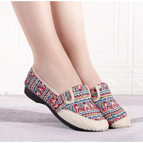 Womens Cloth Shoes Soft Bottom Flat Shoes Non-Slip Leisure Flat Bottom Shoes Retro Soft Sole Casual Choes for Outdoor