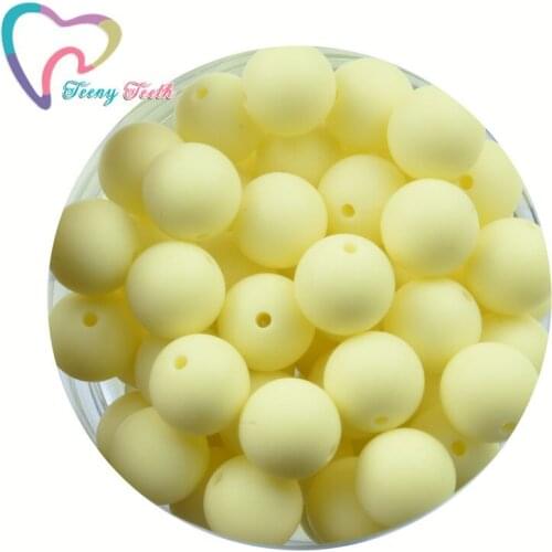 Teeny Teeth 10 PCS Cream Yellow Silicone Round Beads BPA Free 9-15 MM Baby Teething Chewable Loose Beads For Necklace Pacifier