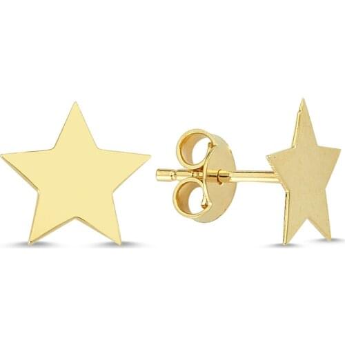 14k (585) Gold Plain Mini Star Earrings