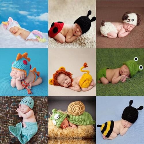 24 Model Optional Crochet Knitted Newborn Photography Props Photo Accessories Baby Costume Boys Girls Photographie Clothes