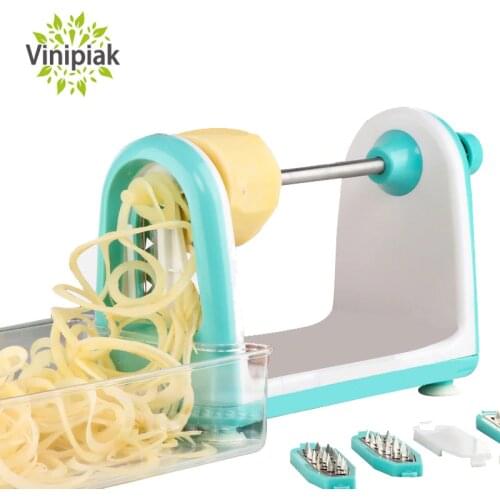 4pcs Blades Vegetable Spiralizer Manual Spiral Slicer Stainless Steel Blade Shredder Multifunctional Kithchen Accessories