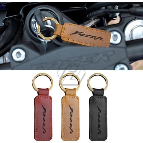 For Yamaha Fazer 250 8 FZ6 FZ8 FZ1 FZS600 Motorcycle Cowhide Keychain Key Ring