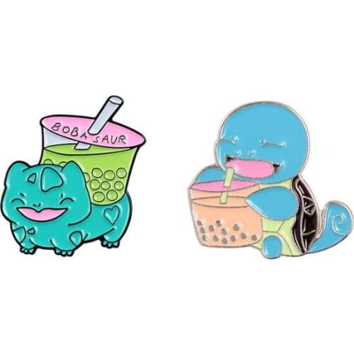 Turtle Enamel Pin cute cartoon pearl milk tea clothes Brooches wholesale For Women jewelry