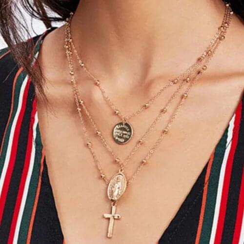 CHENFAN Gold Moon Star Coin Necklace For Women Bijoux Heart Choker Long Pendants chains on the neck for women female chain gift