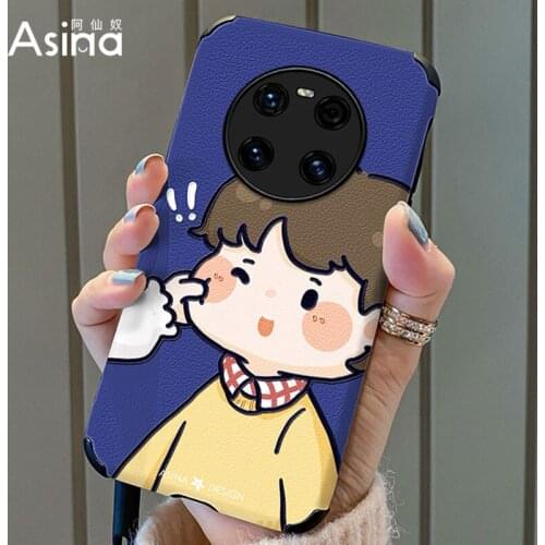 ASINA Imitation Lambskin Case For Huawei Mate 40 30 20 Pro Silicone Edge Cute Cover Capa For Huawei Honor 20 30 8x 9x 9a Couple