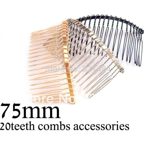 Black/Gold plated/Dull silver nickel 150piece 75mm metal wire combs hair comb findings for hair haircombs diy accessories
