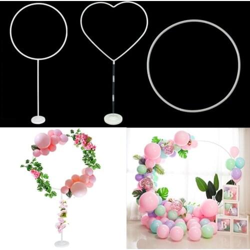 DIY Balloon Circle Garland Arch Heart Frame Stand Loop Plastic Flowers Wreath Balloon Hoop Ring Holder for Birthday Party Decor